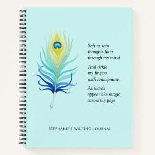 Motivierend Gedicht für Schriftsteller Peacock Qui Notizbuch
