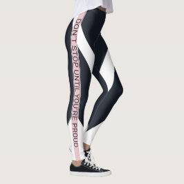 Motivierend geometrische Streifen, blau-weiß und r Leggings