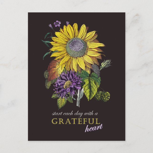 Motivierend Gratea Vintag Sunflower Bouquet Postkarte (Vorderseite)