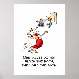 Motivierend Hindernisse sind der Weg-Cartoon Poster