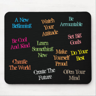 Motivierend inspirierende farbige Zitate Schwarz Mousepad