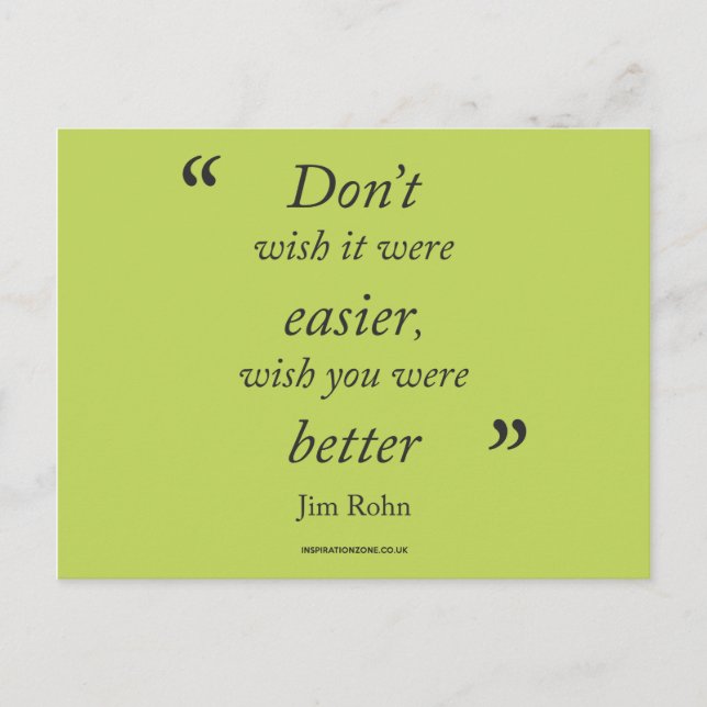 'Motivierend Jim Rohn Quote' Postkarte (Vorderseite)