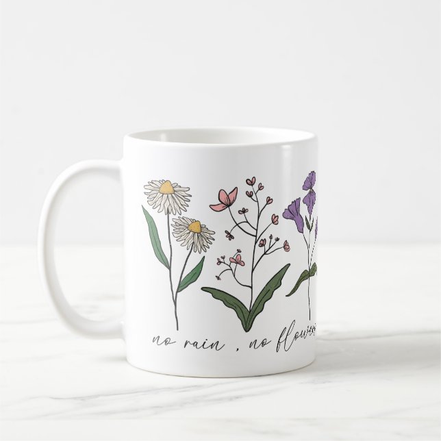 Motivierend | Kein Regen Keine Blume | Geschenk Kaffeetasse (Links)