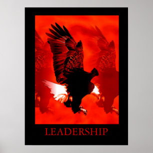 Motivierend Leadership Black Red Eagle Poster
