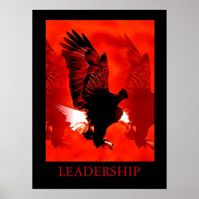 Motivierend Leadership Black Red Eagle Poster (Vorne)