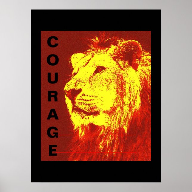 Motivierend Leadership Courage Lion Poster Print (Vorne)