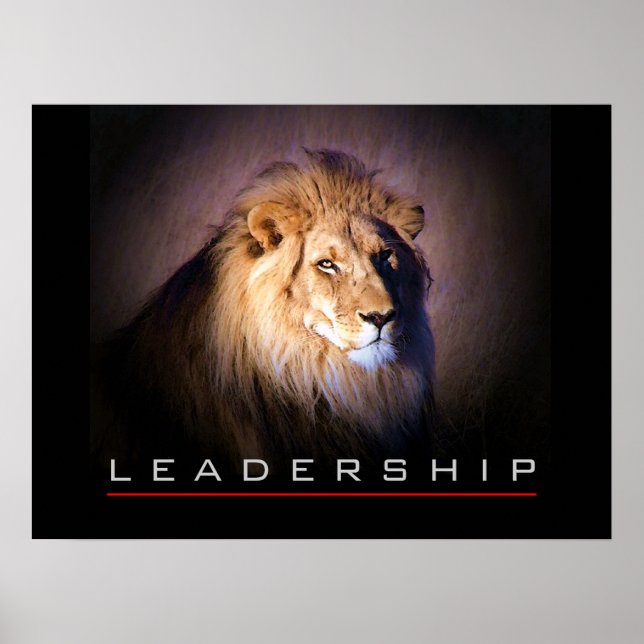 Motivierend Leadership Courage Lion Poster Print (Vorne)