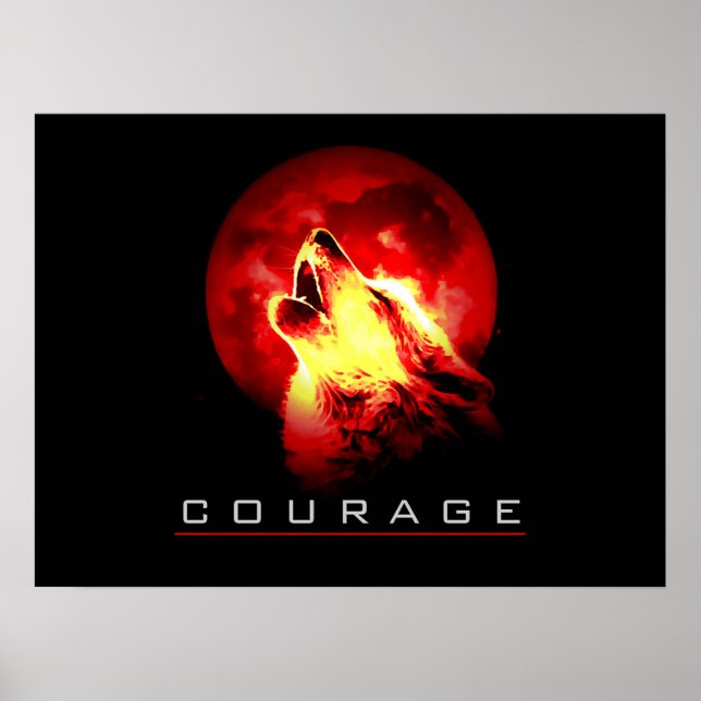 Motivierend Leadership Courage Wolf Poster Print (Vorne)