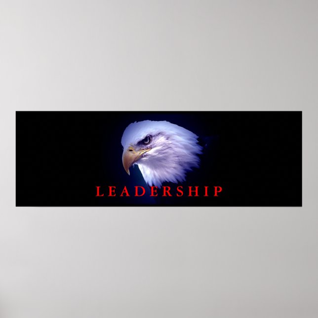Motivierend Leadership Eagle Eyes Blue Red Poster (Vorne)