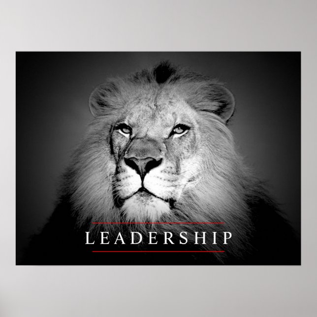 Motivierend Leadership Lion Eyes Poster Print (Vorne)