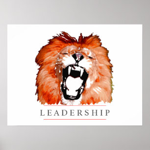 Motivierend Leadership Lion Pop Art Poster Print