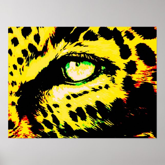 Motivierend Leopard-Augengelb-Farbplakat Poster (Vorne)