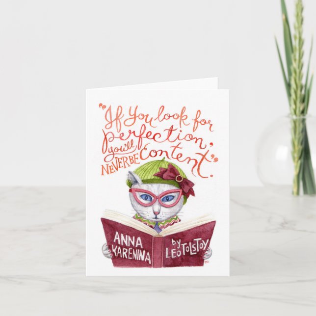 Motivierend Lew Tolstoi Zitatwatercolor-Katze Karte (Vorderseite)