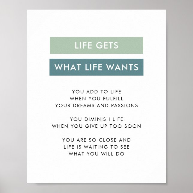 Motivierend Mindset-Angebot für moderne grüne Stre Poster (Vorne)