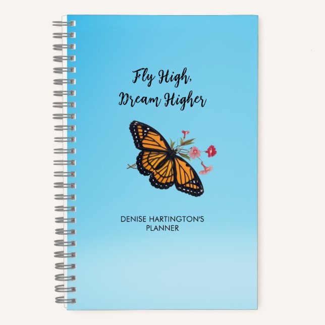 Motivierend Monarch Butterfly Farbiger Himmel Blau Notizbuch (Vorderseite)