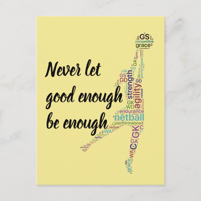 Motivierend Netball-Zitat für Spieler Postkarte (Vorderseite)