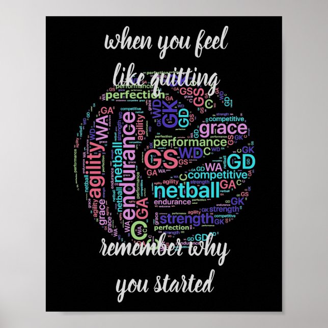 Motivierend Netball-Zitat Poster (Vorne)