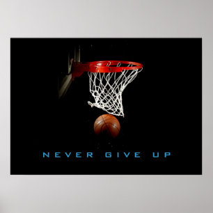 Motivierend nie Basketballplakat aufgeben Poster