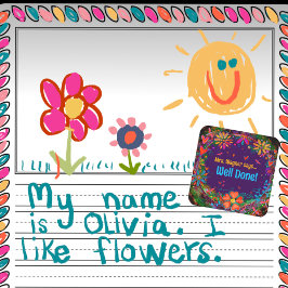 Motivierend Personalisierter Herzflorallehrer Quadratischer Aufkleber