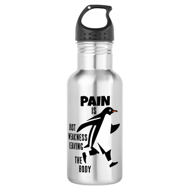 Motivierend Pinguin Edelstahlflasche (Vorderseite)