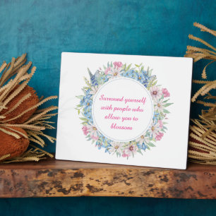 Motivierend Pink White Blue Floral Wreath Fotoplatte