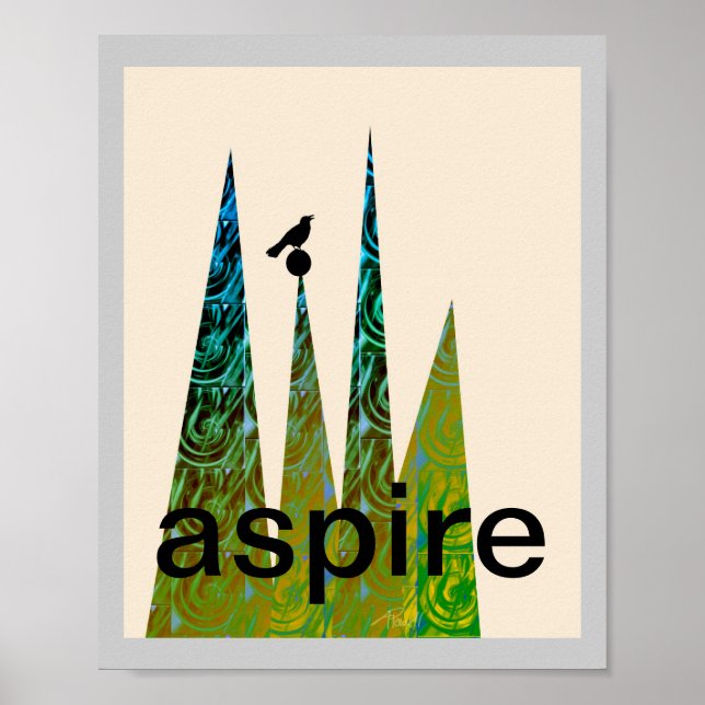 motivierend Plakatkunstvogel abstrakt modern Poster (Vorne)