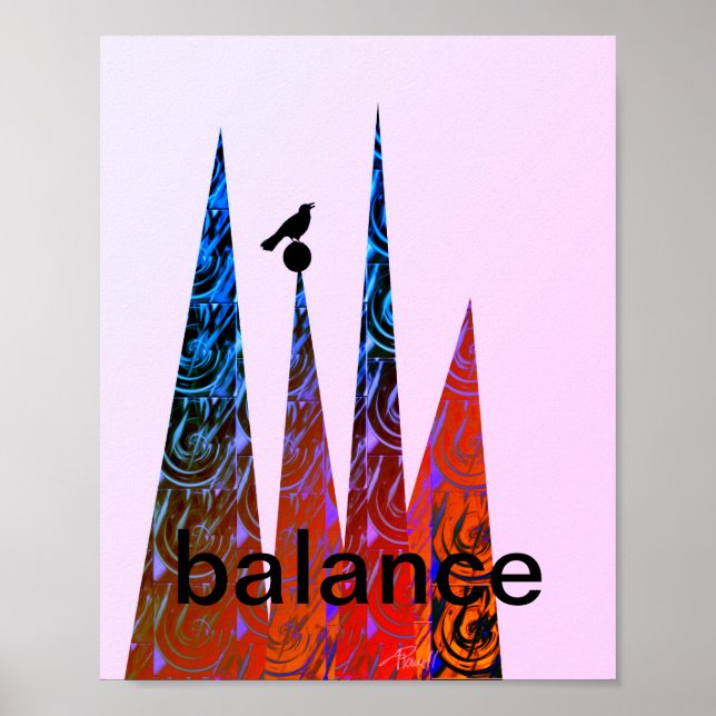 motivierend Plakatkunstvogel abstrakt modern Poster (Vorne)