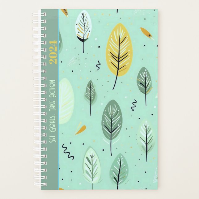 MOTIVIEREND QUOTE PASTEL GREEN BOHO PATTERN PLANER (Vorderseite)