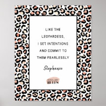 Motivierend Quote Rose Gold Blush Leopard Print
