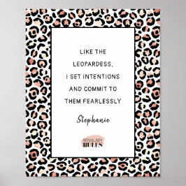 Motivierend Quote Rose Gold Blush Leopard Print Poster