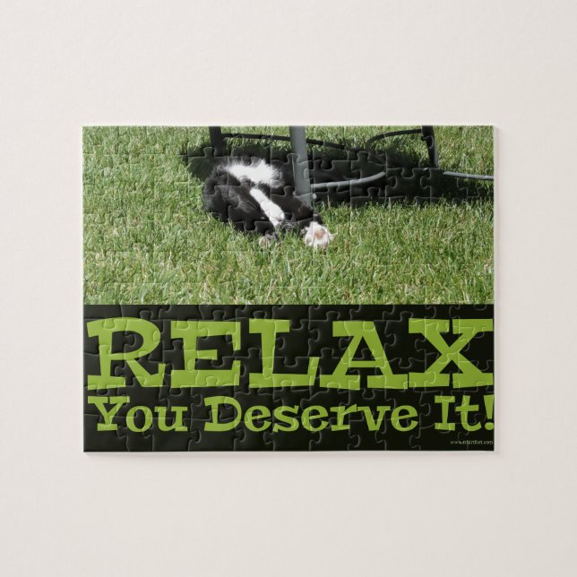 Motivierend Relax Zen Cat Foto Puzzle (Horizontal)