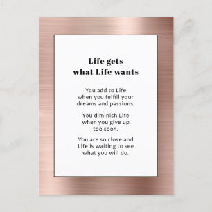 Motivierend Rose Gold Brushed Metal Postkarte