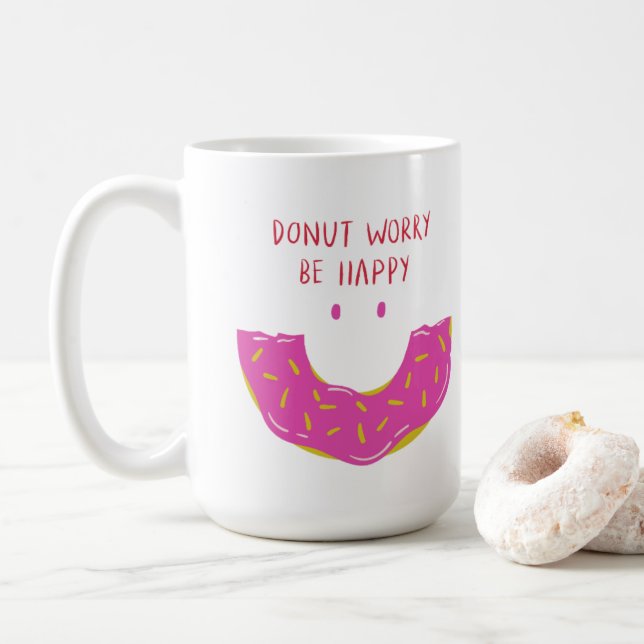 Motivierend Rundaufkleber Kaffeetasse (Mit Donut)