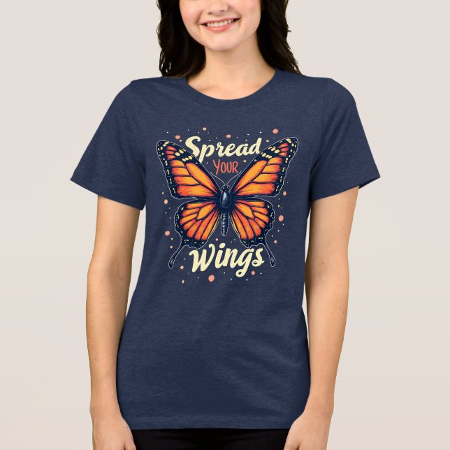 Motivierend Schmetterling über die Bühne Tri-Blend Shirt (Vorderseite)