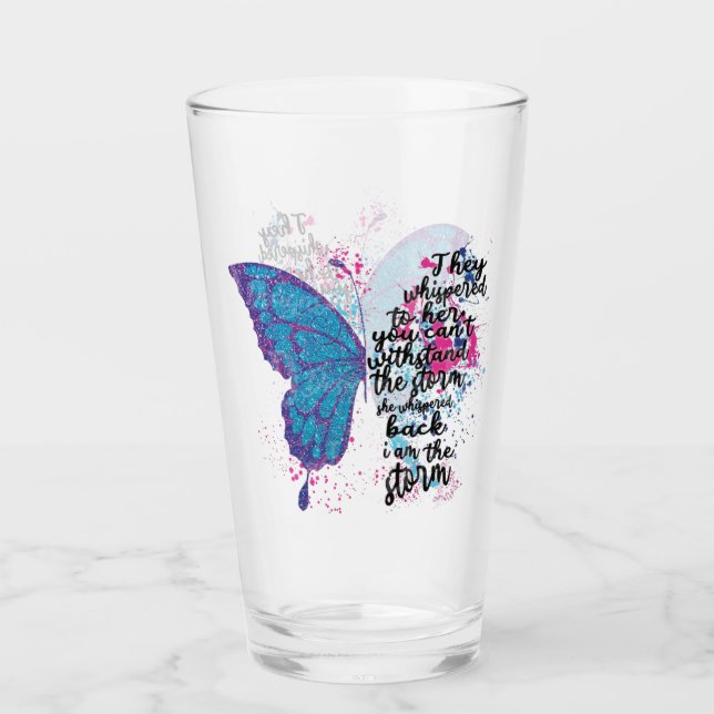 Motivierend Schmetterlingsglas Glas (Vorderseite)