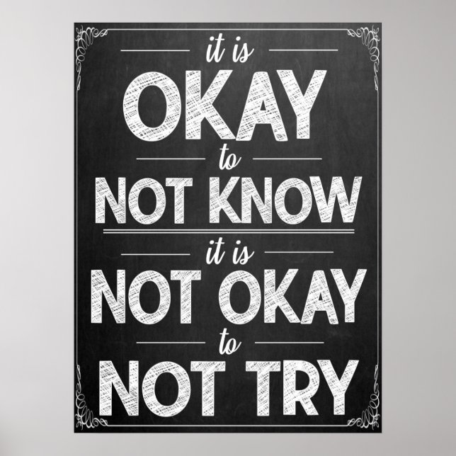 Motivierend Schwarz-Weiß-Klassenzimmer-Poster Poster (Vorne)