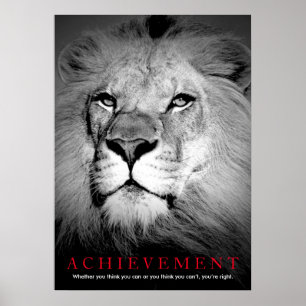 Motivierend Schwarz-Weiß-Lion Poster