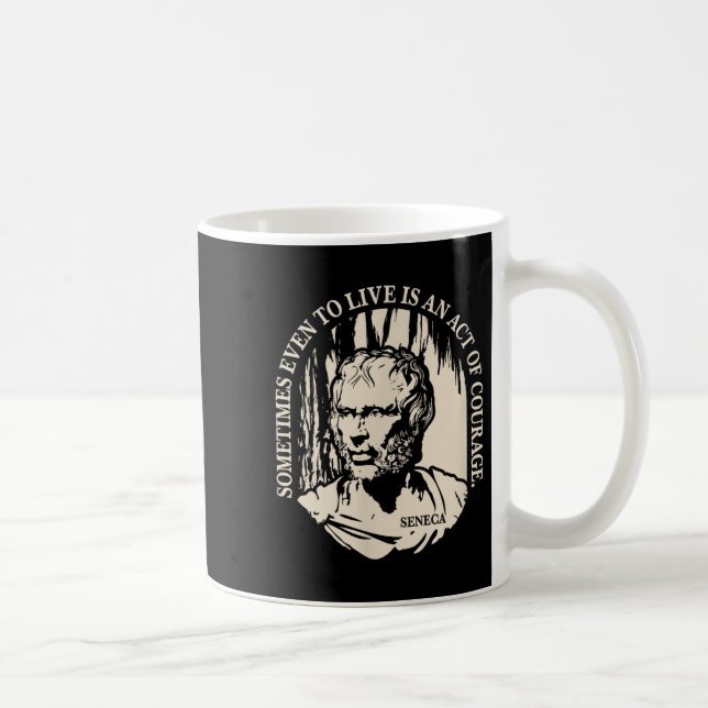 Motivierend Seneca-Zitat - Mut Kaffeetasse (Rechts)