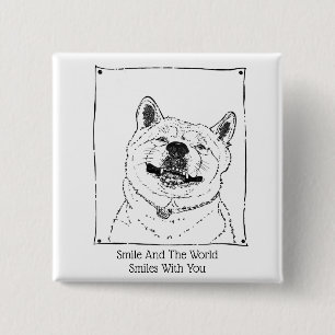motivierend Slogan mit niedlichem Lächelhund Button