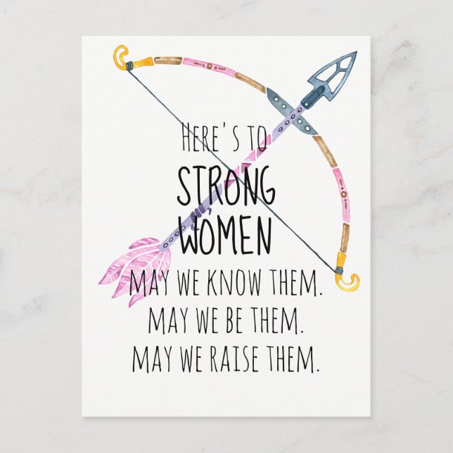 Motivierend Strong Women Bow Arrow Boho Feather Postkarte (Vorderseite)