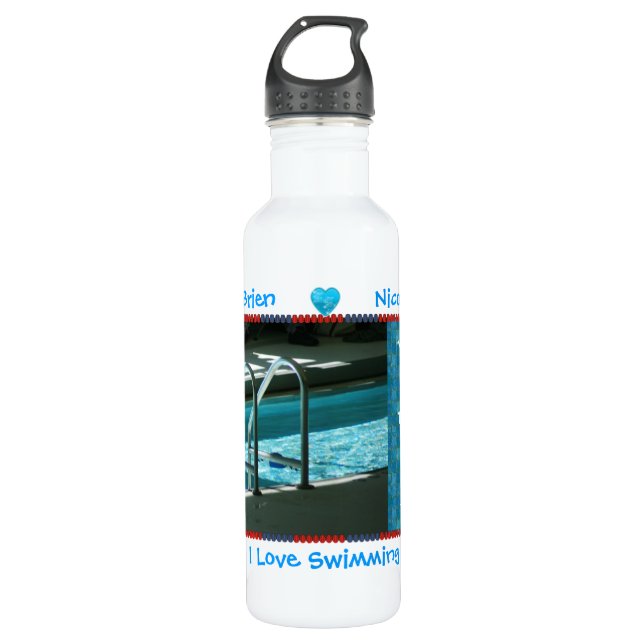 Motivierend Swim-Themed Vorlage Trinkflasche (Vorderseite)