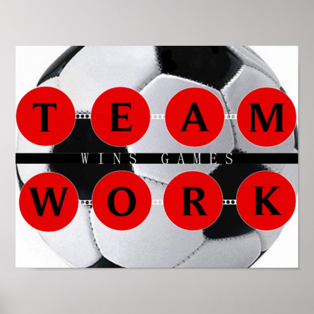 Motivierend TEAMWORK gewinnt Games Soccer Poster (Vorne)