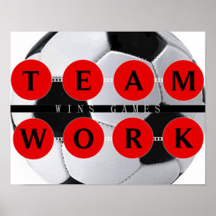 Motivierend TEAMWORK gewinnt Spiel-Fußball-Plakat Poster