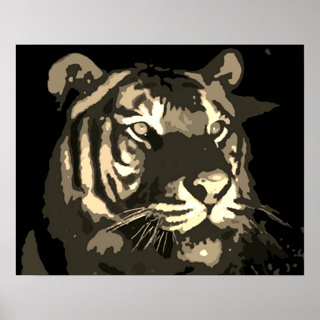 Motivierend Tiger Eyes Vintag Sepia Poster (Vorne)