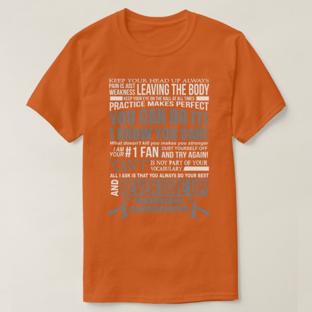 Motivierend und Inspirierend Parkinson-Bewusstsein T-Shirt (Design vorne)