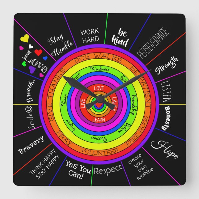 Motivierend und inspirierende Wall-Uhr Quadratische Wanduhr (Vorderseite)