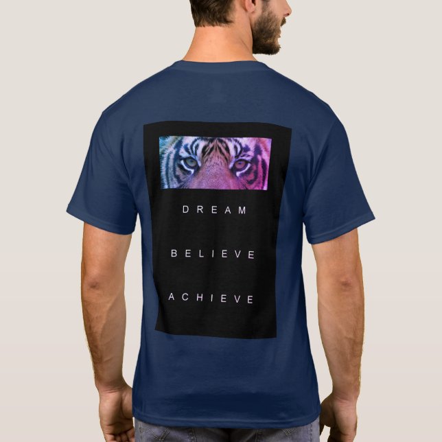 Motivierend Vorlage Moderne Elegant Navy Blue T-Shirt (Rückseite)