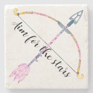 Motivierend Watercolor Bow Arrow Boho Feather Steinuntersetzer