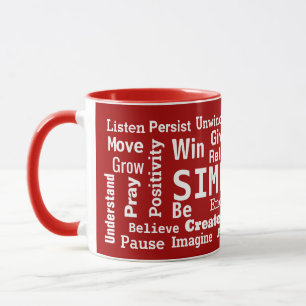 Motivierend Word Cloud on Red Tasse