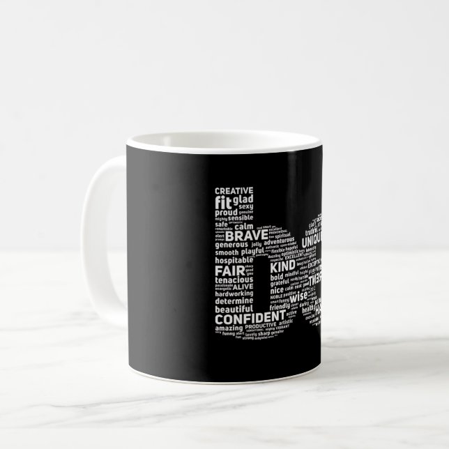 Motivierend Word Cloud-Tasse Kaffeetasse (Vorderseite Links)